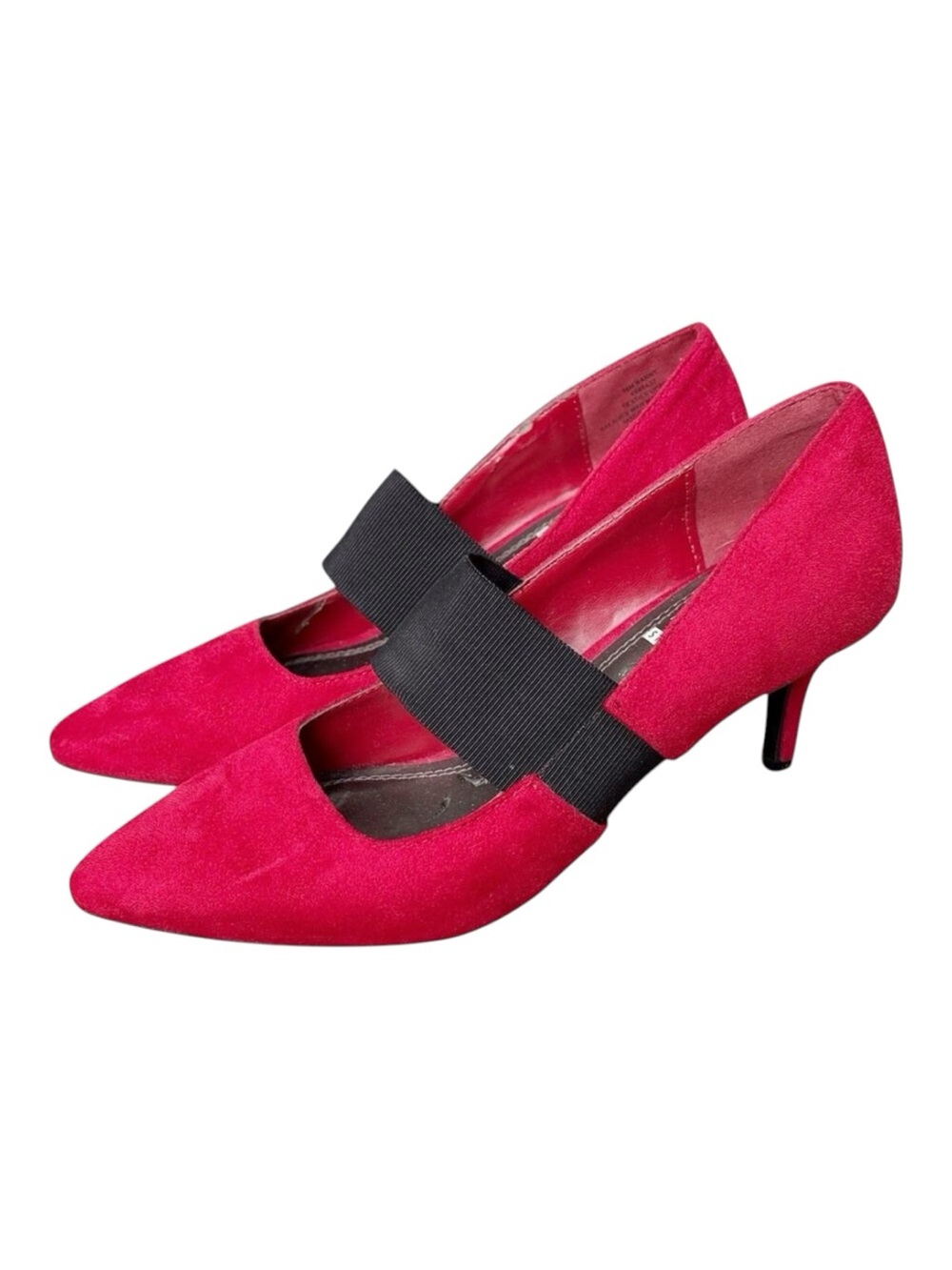 Impo Red Faux Suede Elastic Strap Kitten Heels Pumps Womens 5.5